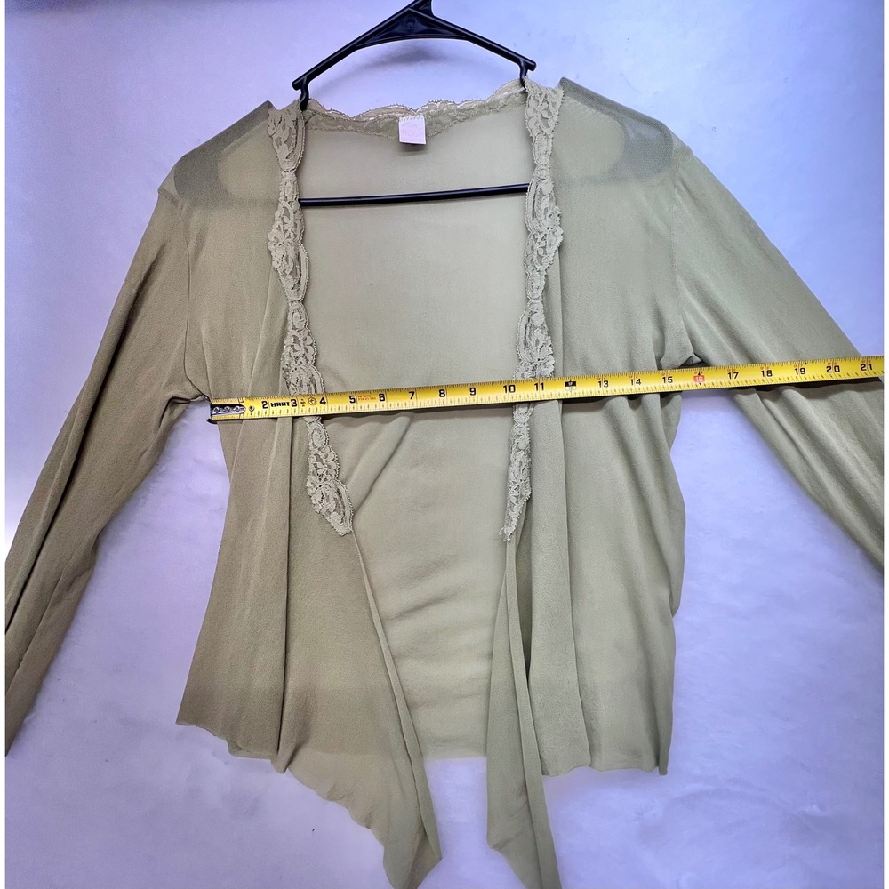 vintage-style Only Hearts Tulle with Lace Cardigan Wrap Top in soft sage, Sm/med - Picture 6 of 8